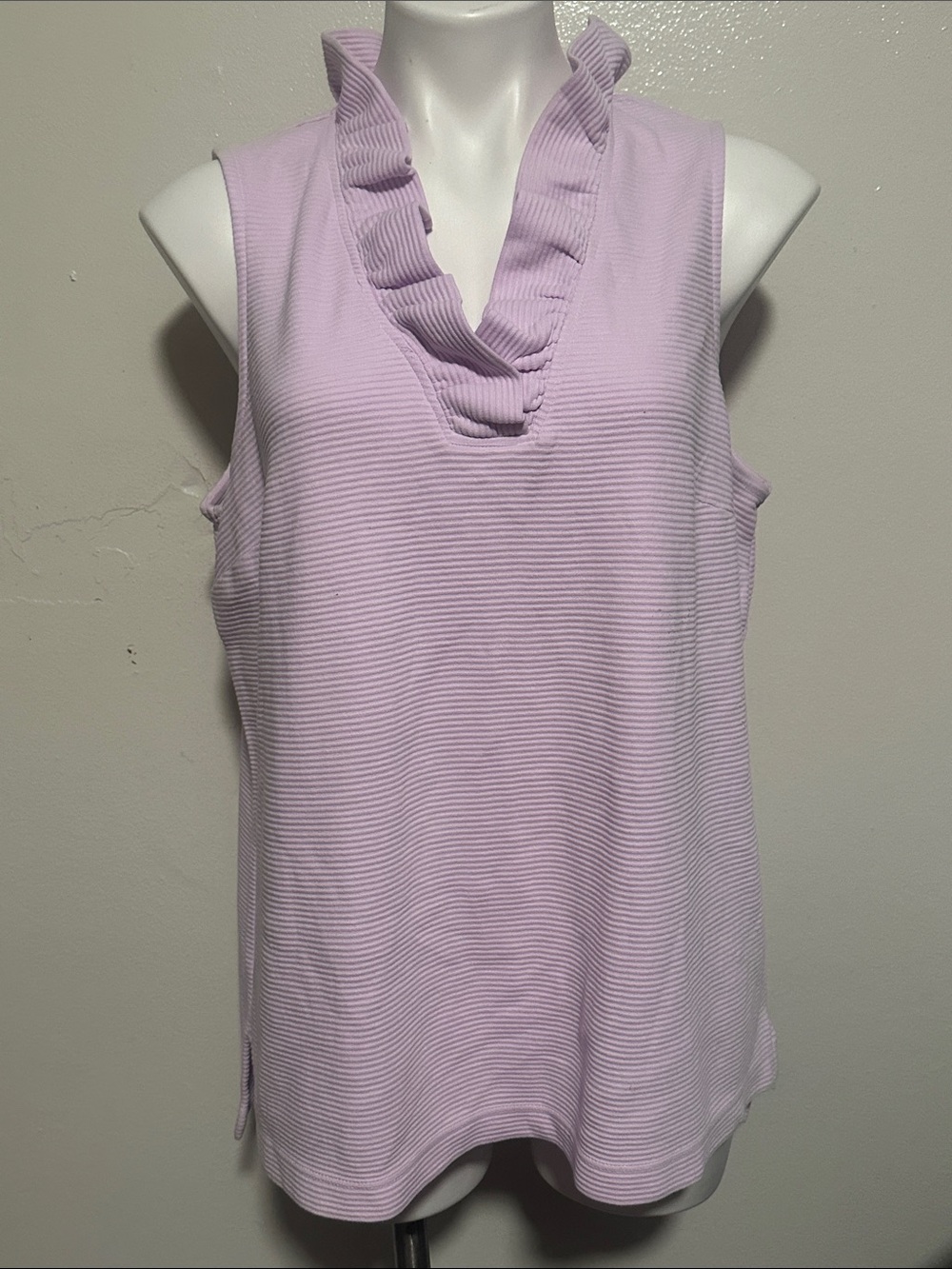 crown & ivy Lavender Ruffle V-Neck Sleeveless Top